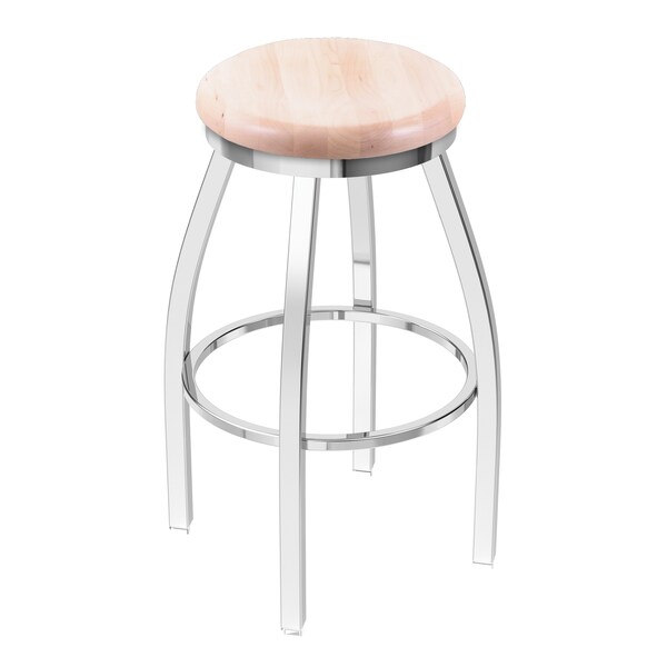 25" Swivel Counter Stool, Chrome Finish, Nat Maple Seat